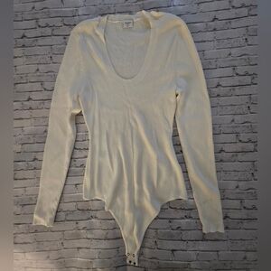 Abercrombie & Fitch Cream Ribbed Bodysuit